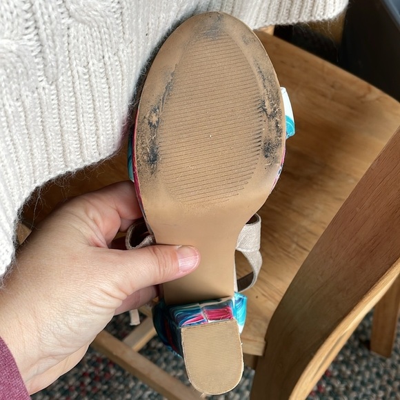 Women’s sz 7 shoedazzle Natalia 5” heels tropical platform chunk crossed strap - Picture 11 of 14